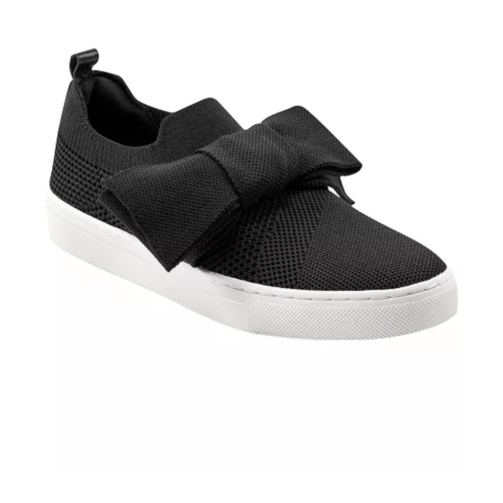 Bandolino Bryce Bow Knit 10M Black Women SlipOn Platform Sneaker Shoe Grunge Y2K